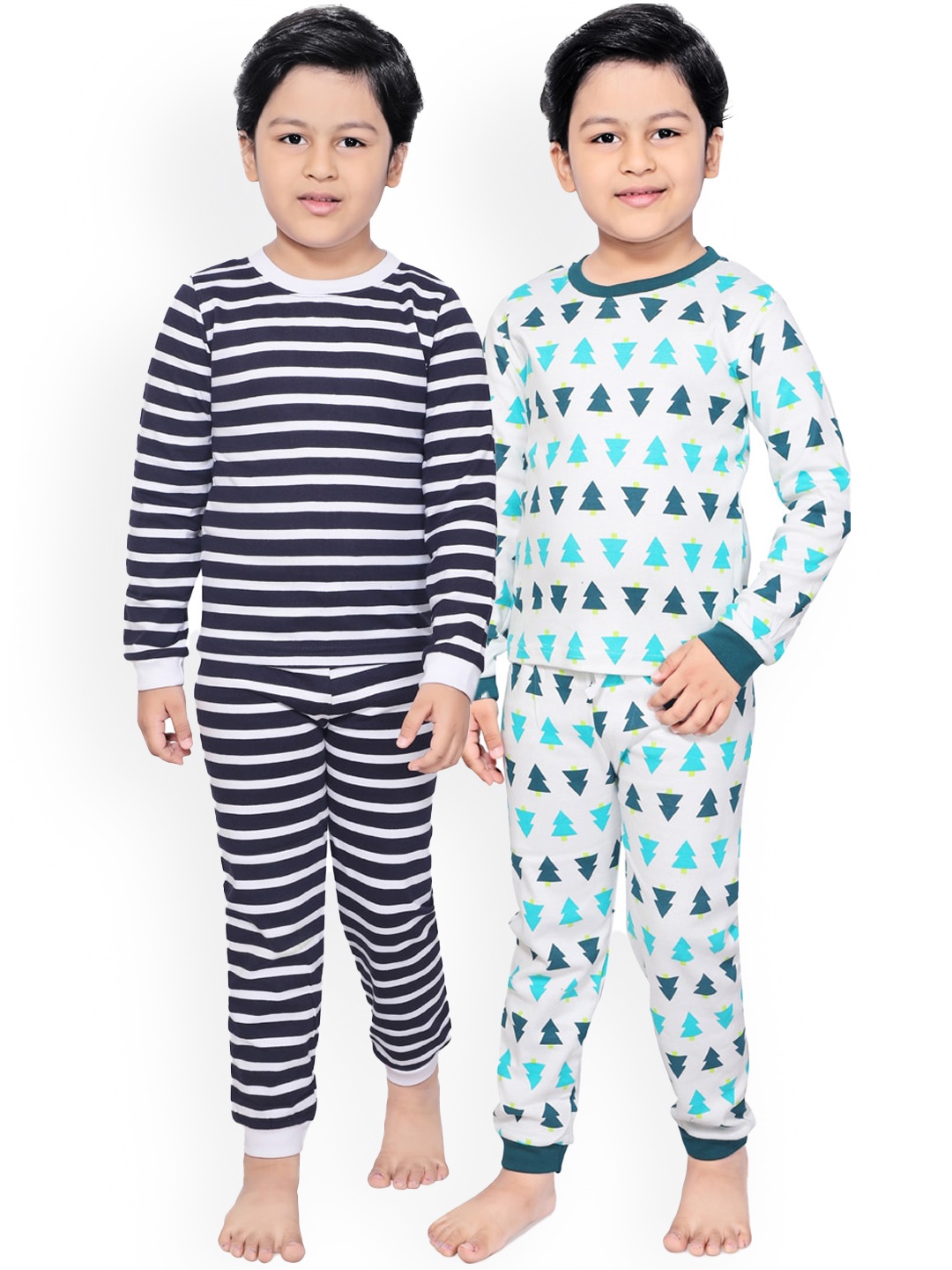 

RIKIDOOS Boys Pack of 2 Printed Night suits, White