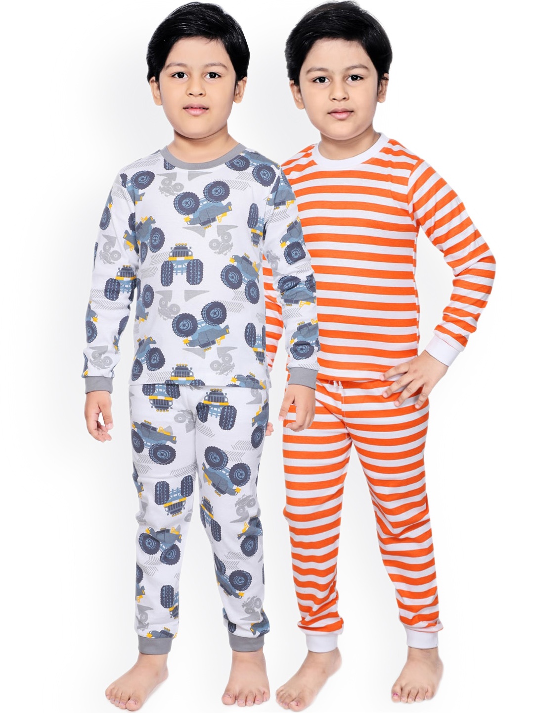 

RIKIDOOS Boys Pack of 2 Printed Night suits, White