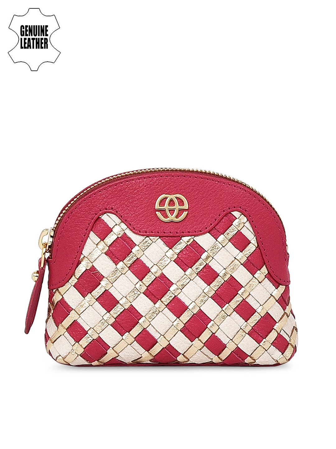

Eske Women Pink & Gold-Toned Leather Cosmetic Pouch