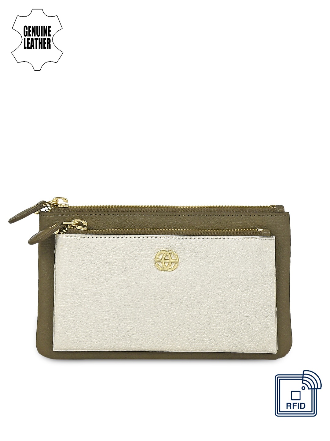 

Eske Women White & Olive Green Genuine Leather Pouch