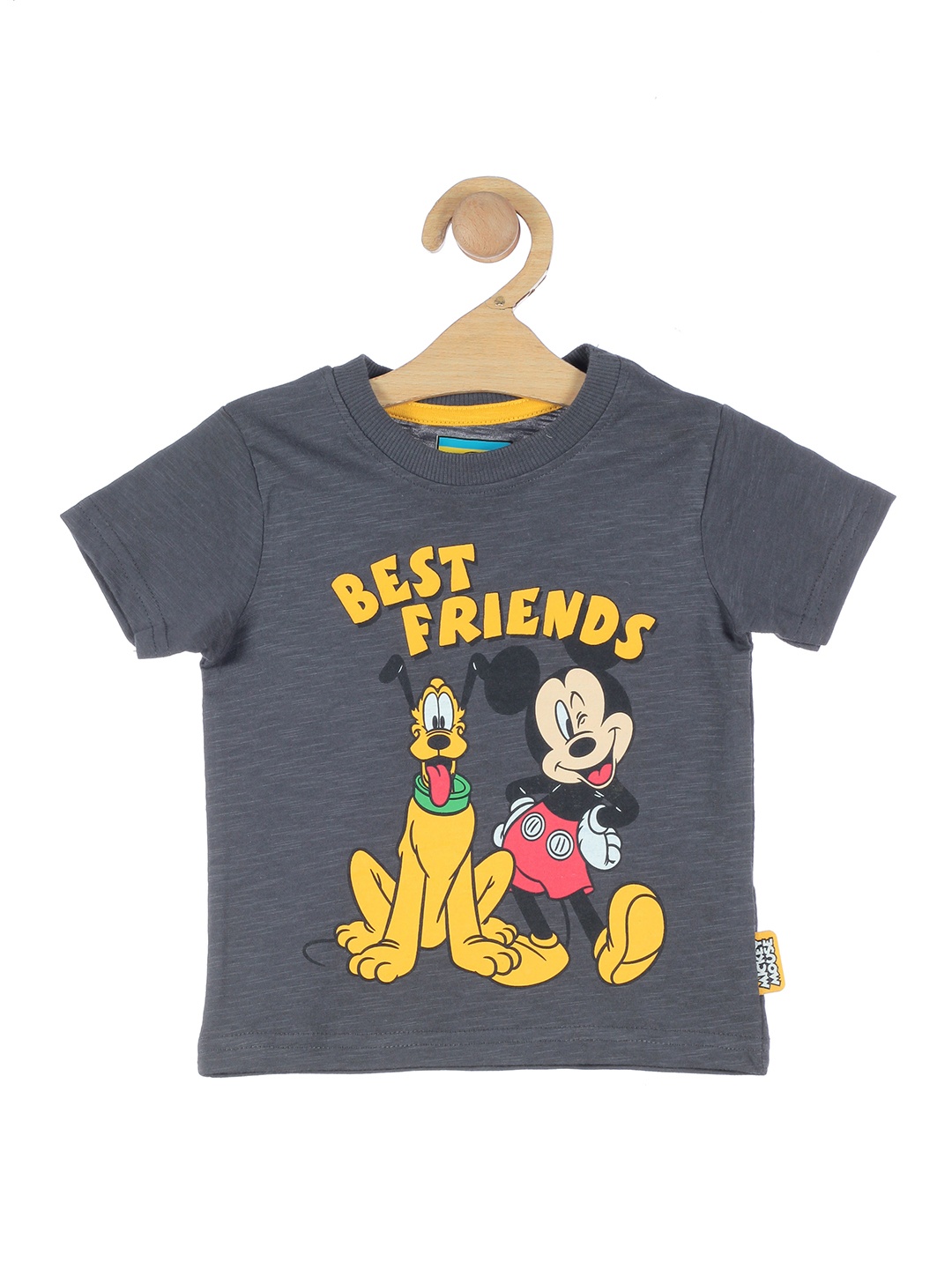 

Lil Lollipop Kids Grey Mickey & Pluto Printed Applique T-shirt