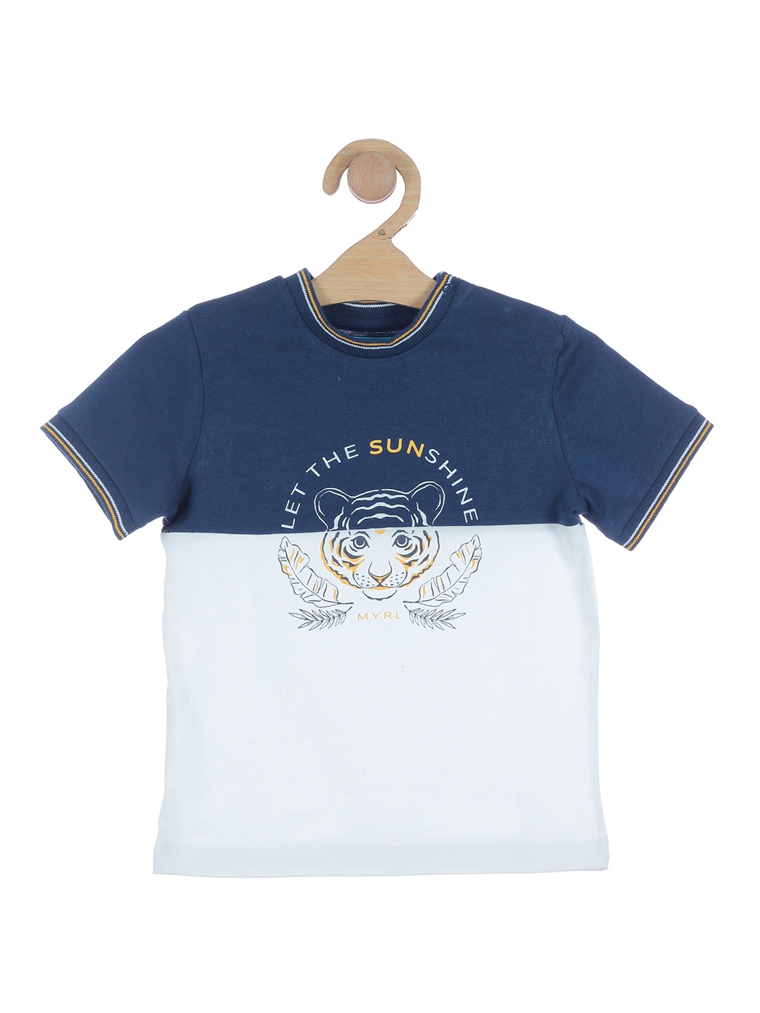 

Lil Lollipop Kids Blue & White Colourblocked T-shirt