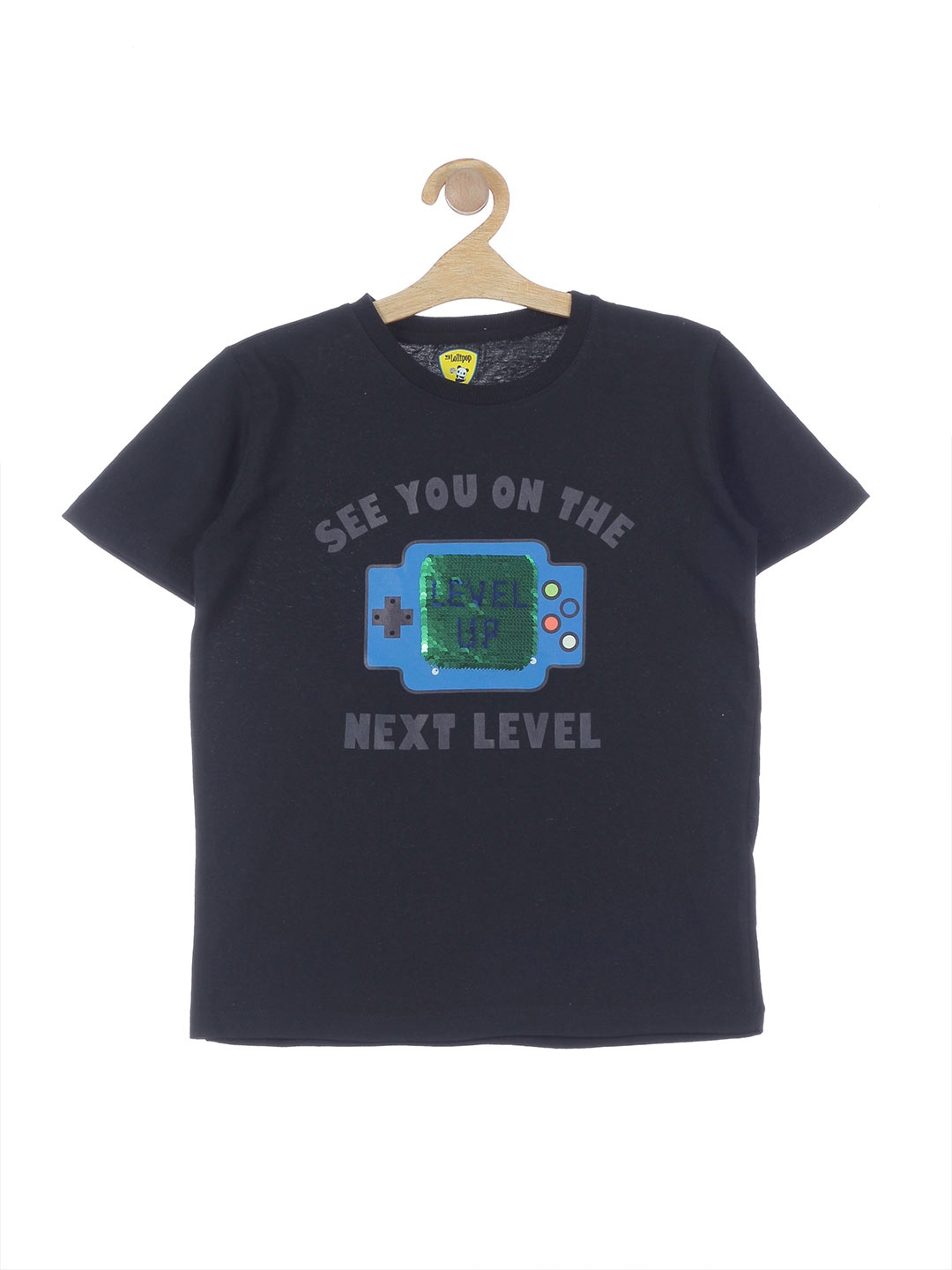 

Lil Lollipop Kids Black Typography Printed T-shirt