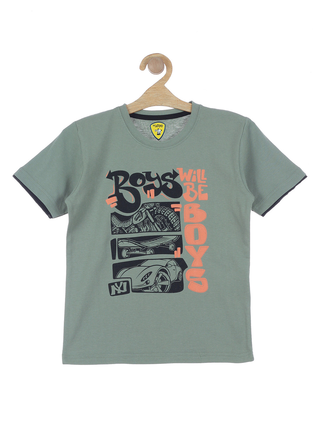 

Lil Lollipop Kids Green Typography Printed T-shirt