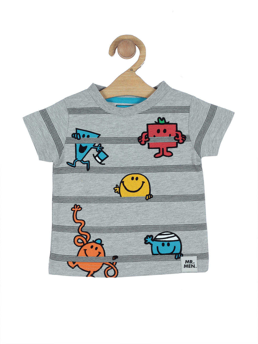 

Lil Lollipop Kids Grey & Yellow Printed Cotton Round Neck T-shirt