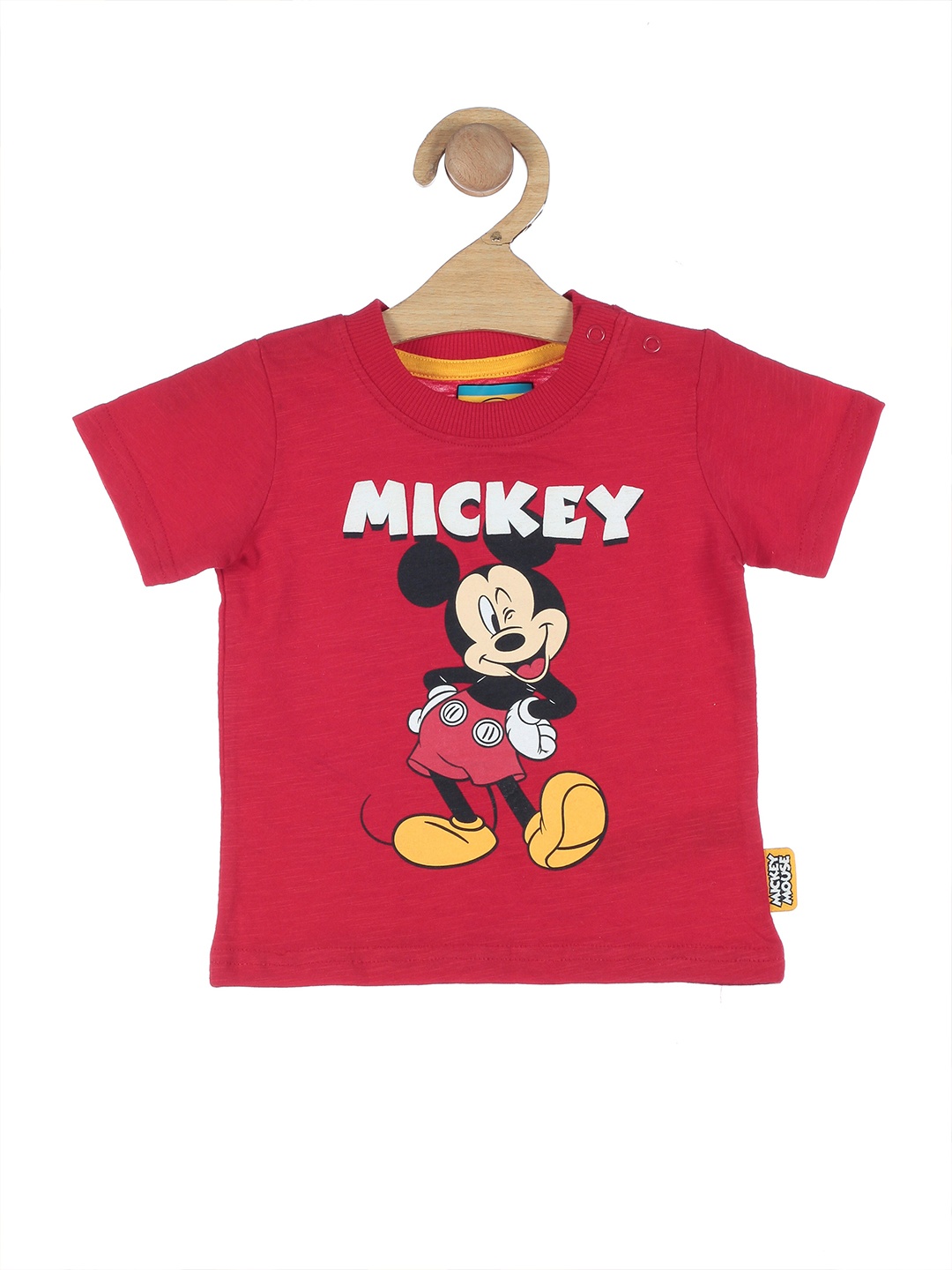 

Lil Lollipop Kids Red & White Mickey Mouse Printed Round Neck Cotton T-shirt