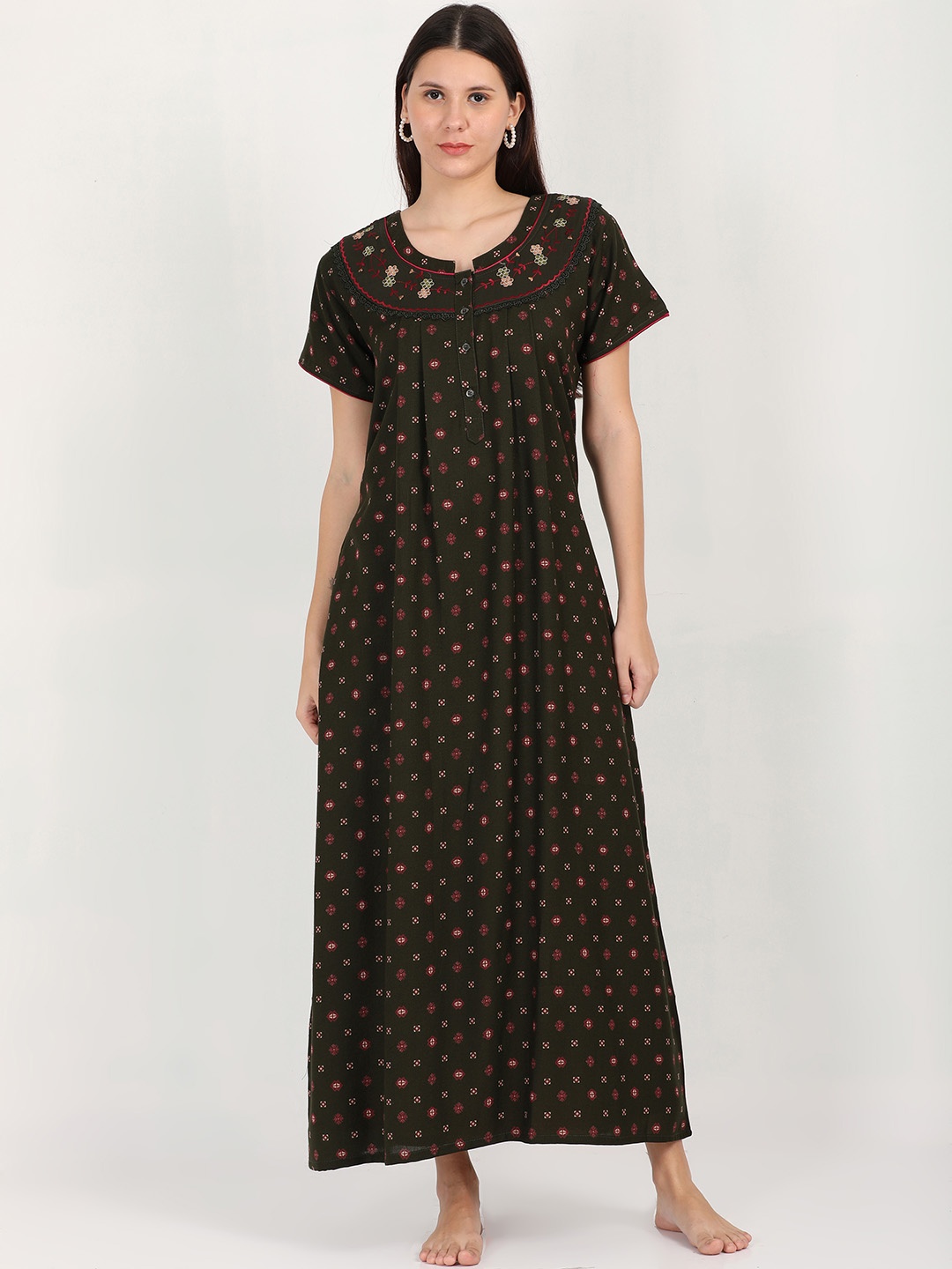 

9shines Label Black Printed Maxi Nightdress