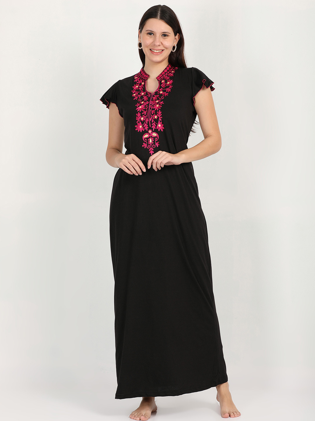

9shines Label Black Maxi Nightdress