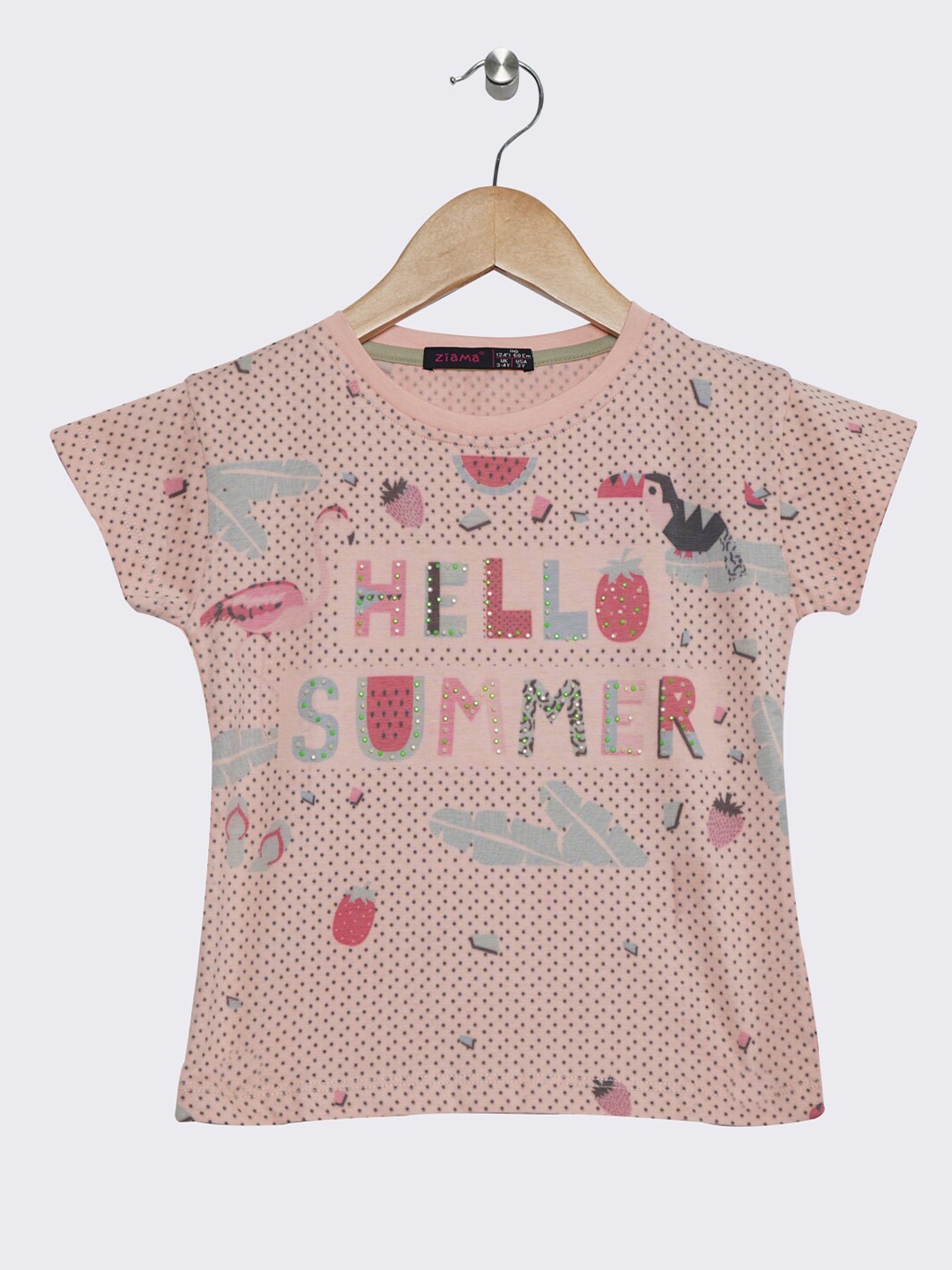 

Ziama Peach-Coloured Print Top