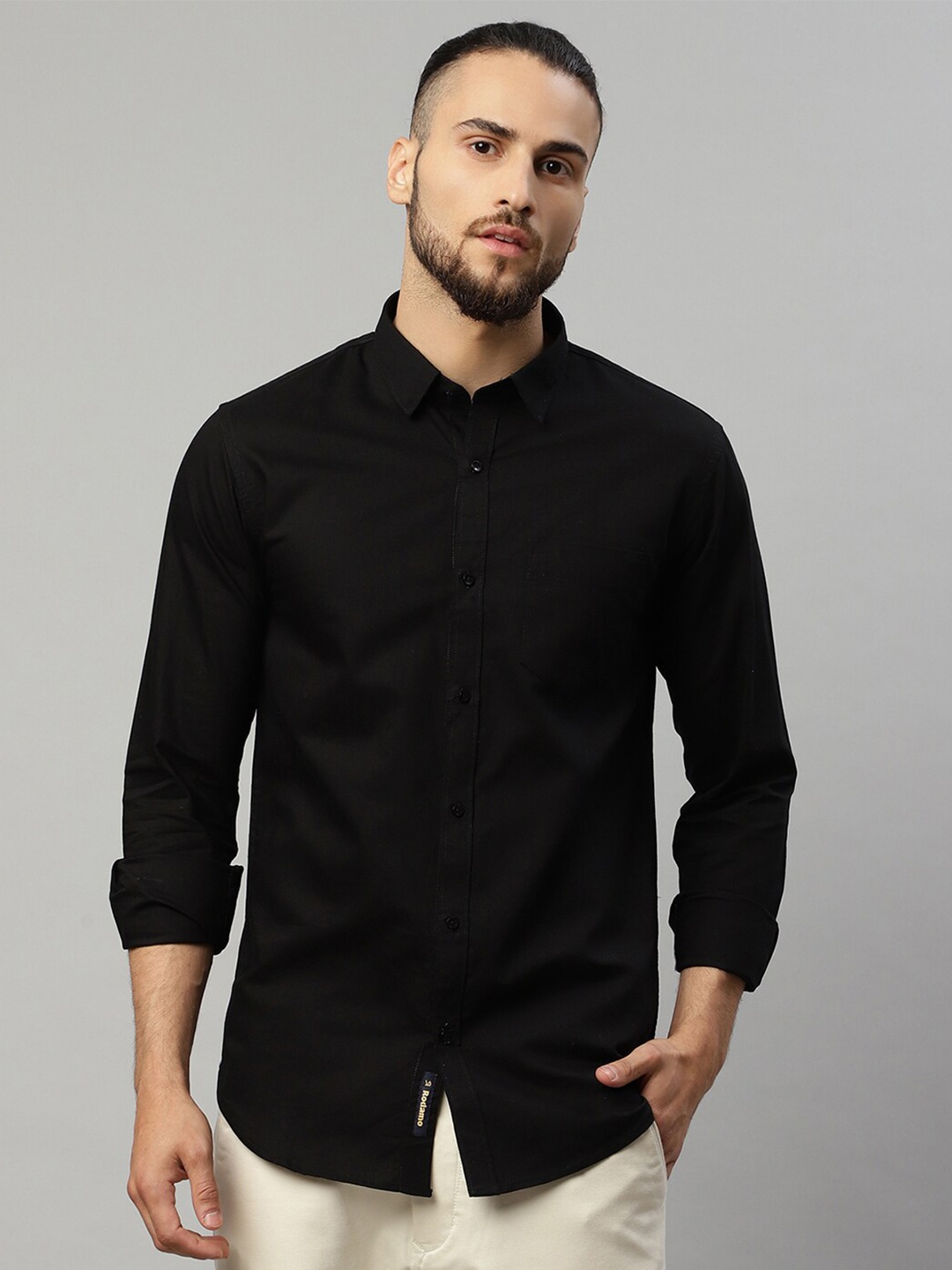 

Rodamo Men Black Slim Fit Casual Shirt