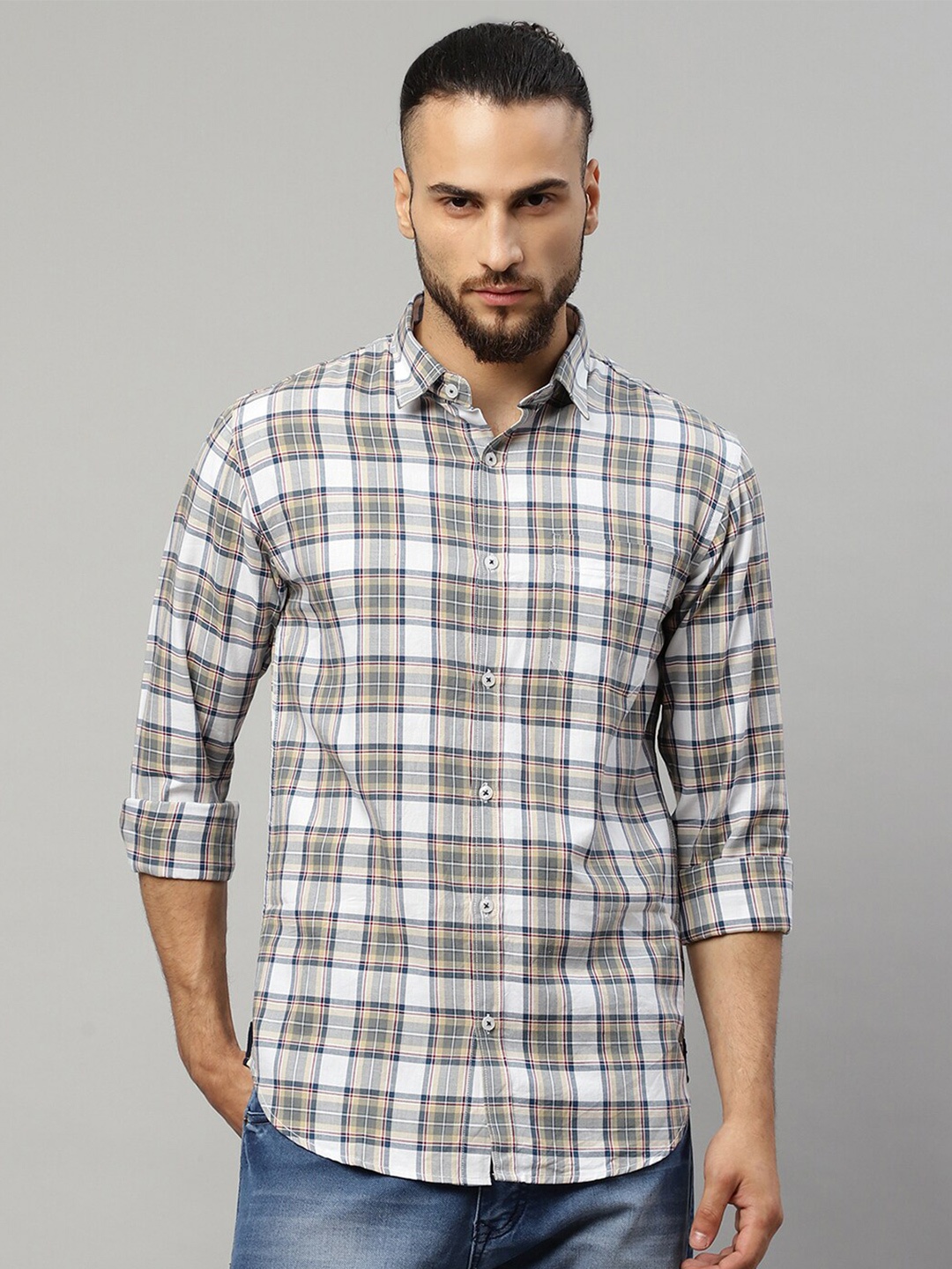 

Rodamo Men Multicoloured Slim Fit Tartan Checks Checked Casual Shirt, Multi