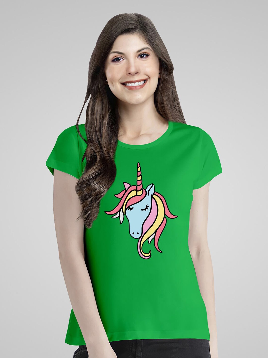 

Pootlu Women Green Printed T-shirt