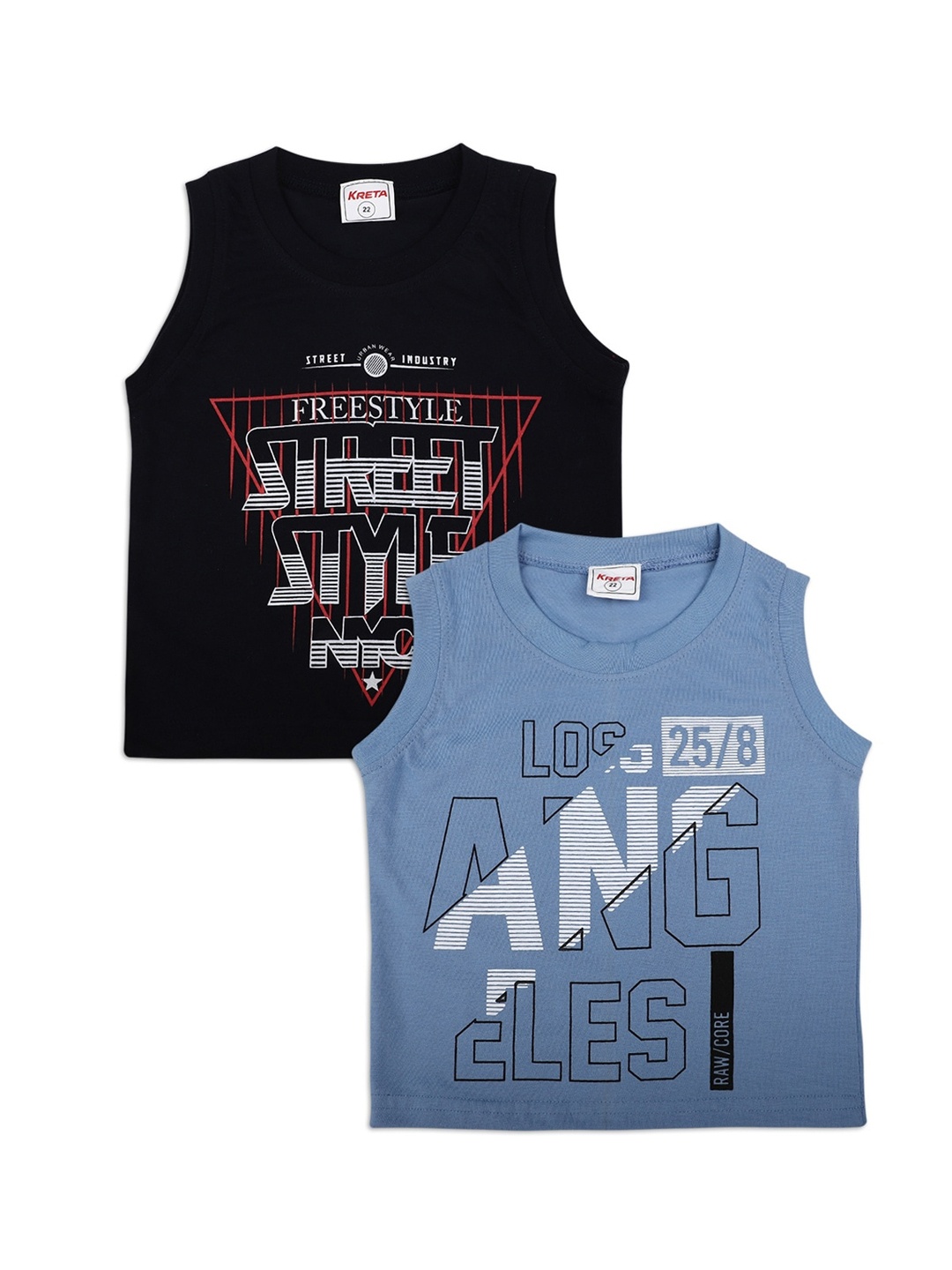 V-Mart Pack of 2 Boys Navy Blue Printed Innerwear Vests