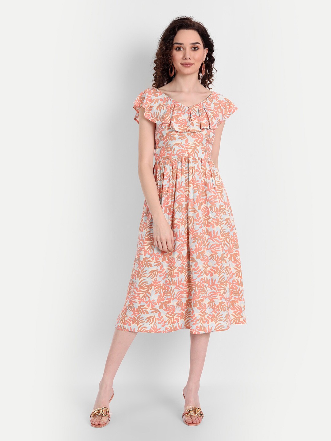 

Aaruvi Ruchi Verma Women Multi Coloured Floral Printed Fit & Flare Dress