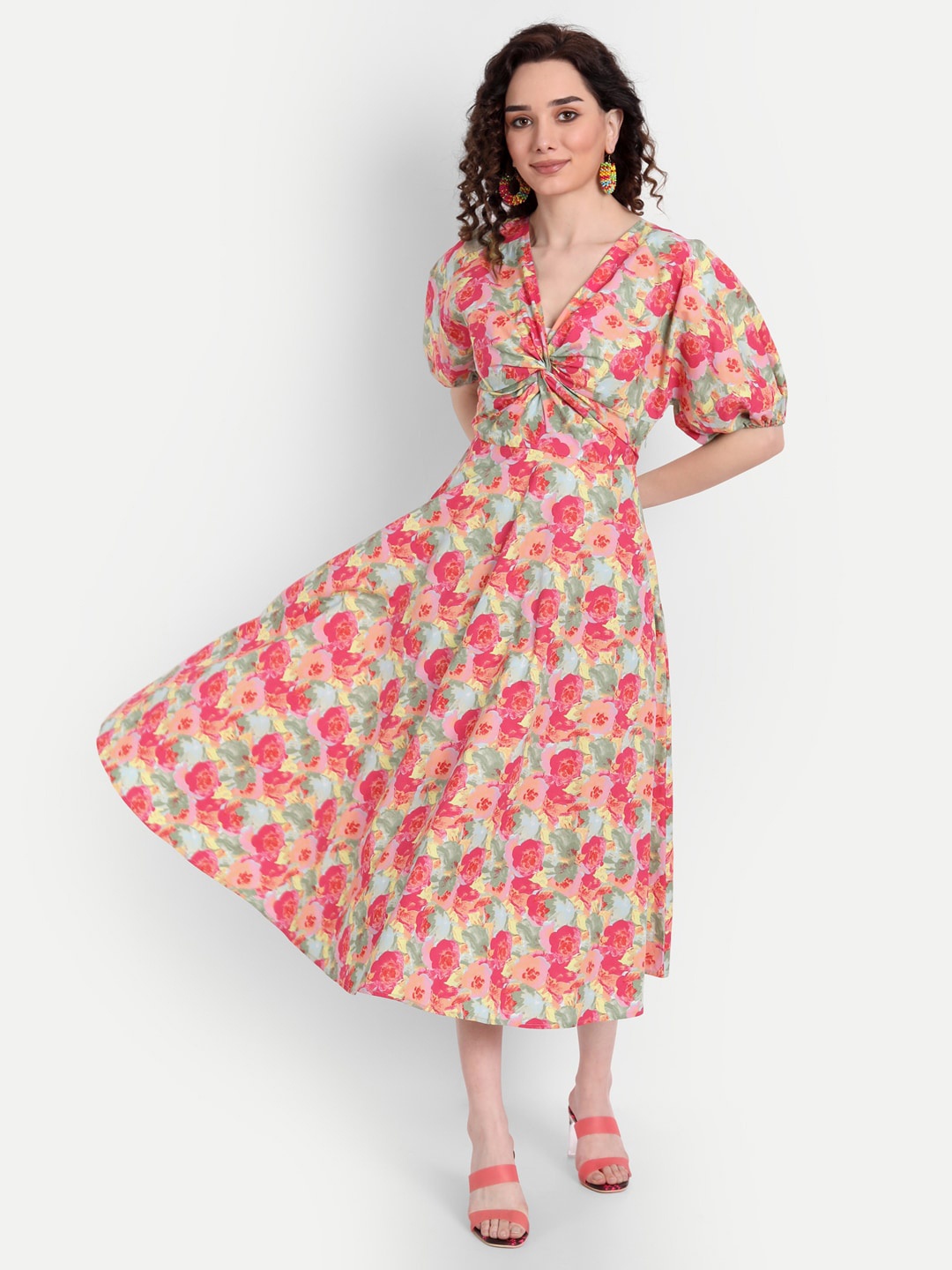 

Aaruvi Ruchi Verma Pink Floral Midi Dress