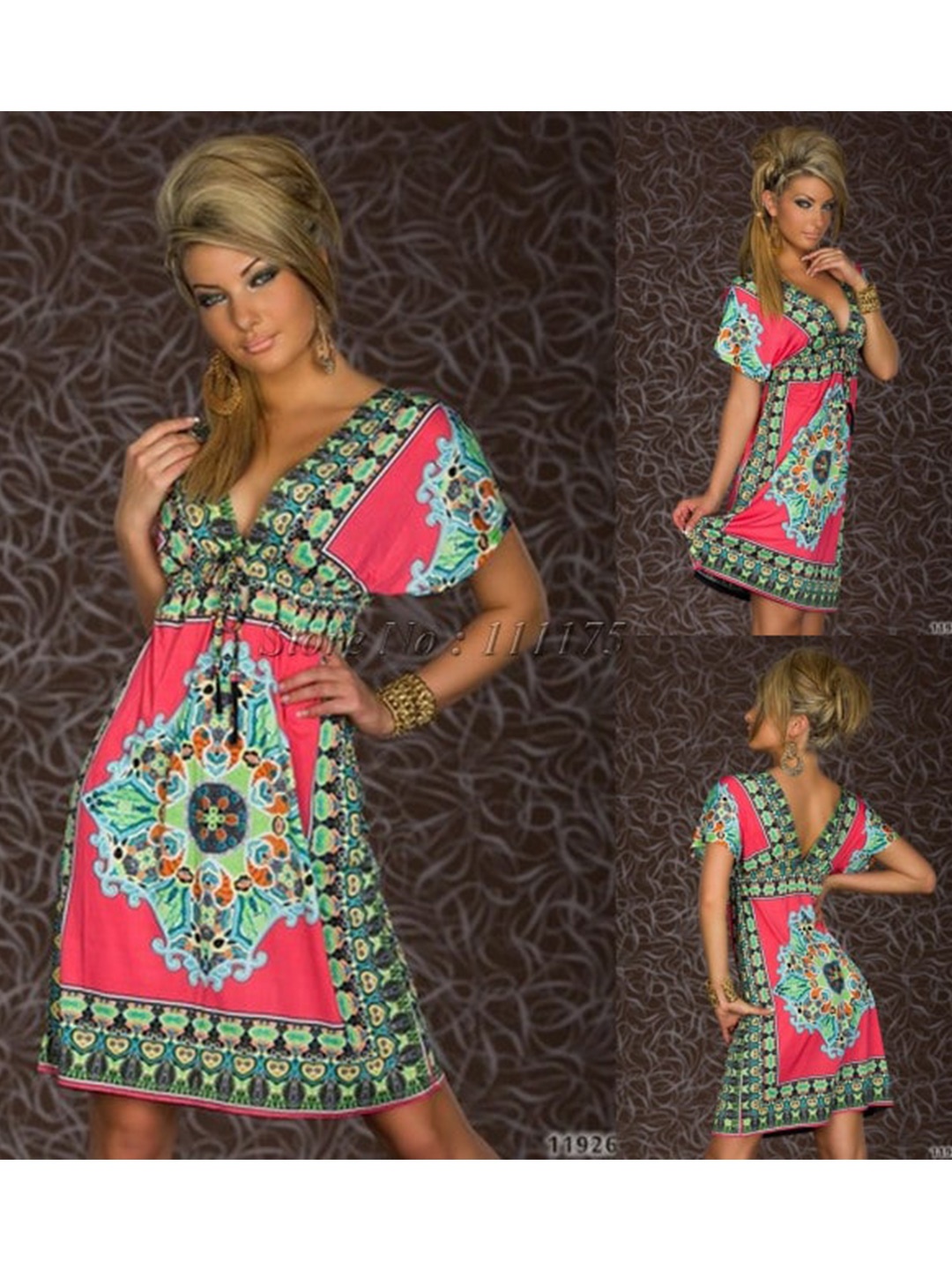 

La Aimee Women Red & Green Ethnic Motifs A-Line Dress
