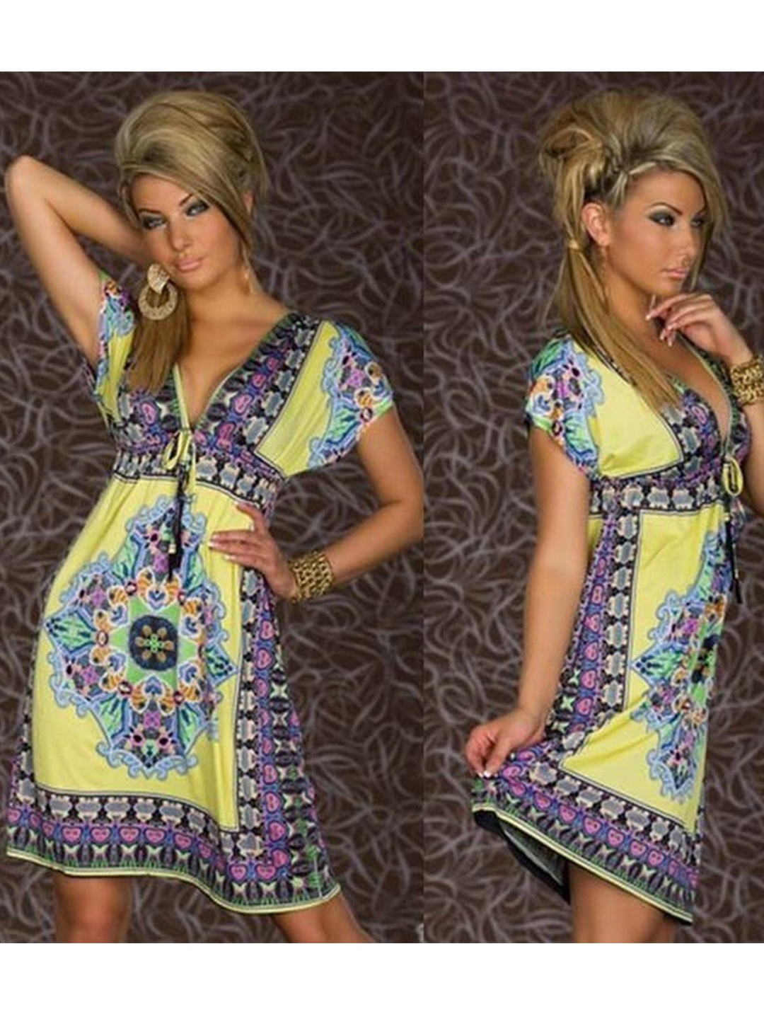 

La Aimee Yellow Ethnic Motifs A-Line Dress