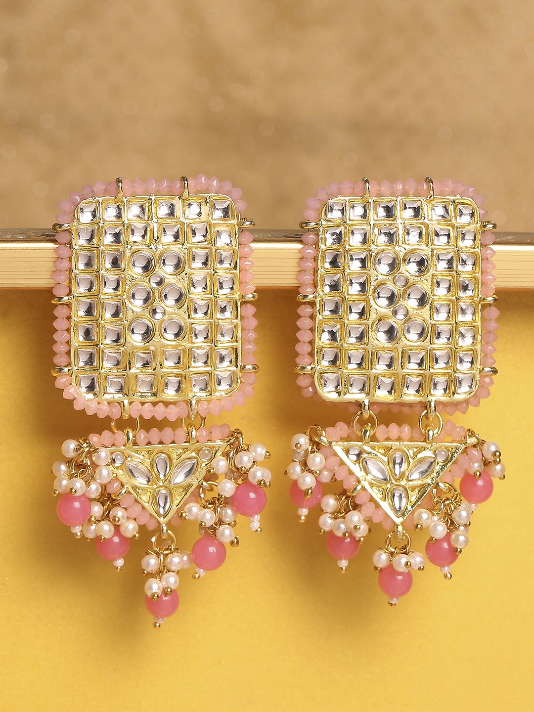 

OOMPH Gold-Toned Square Drop Earrings