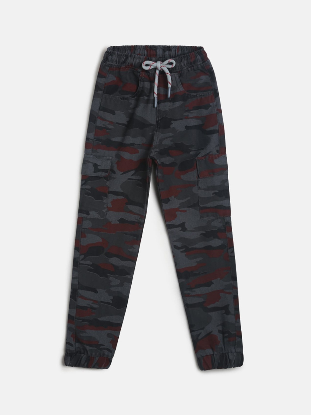 

TALES & STORIES Boys Grey Camouflage Printed Cargos Trousers