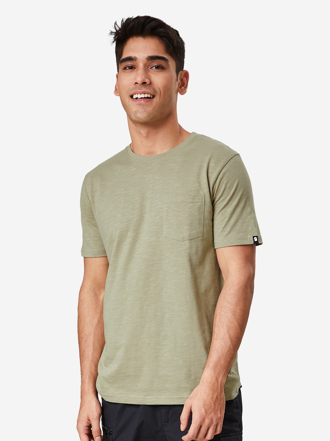 

The Souled Store Men Olive Green Cotton T-shirt
