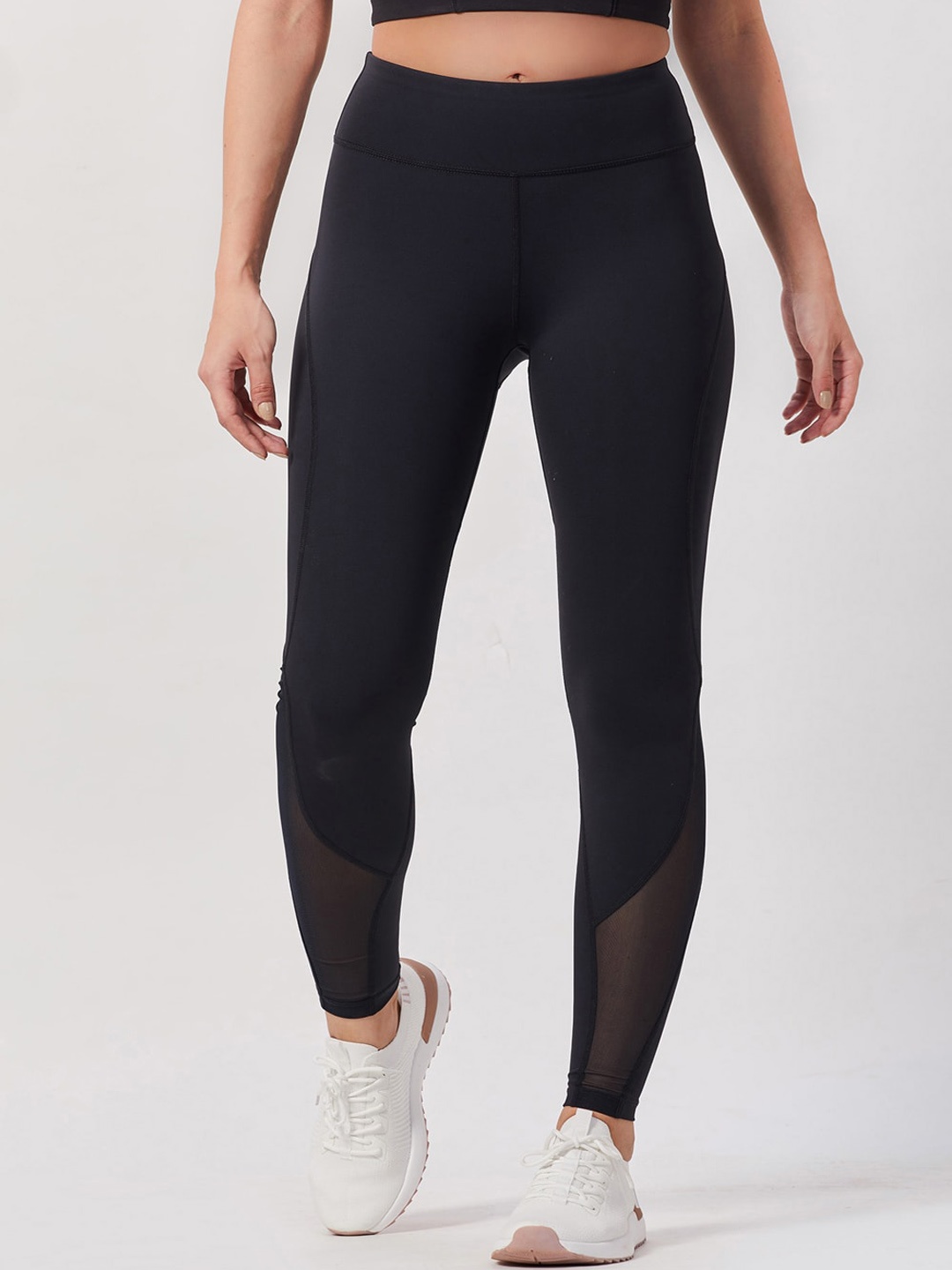 

SEEQ Women Black Solid Rapid Dry Ankle Length Training Tights