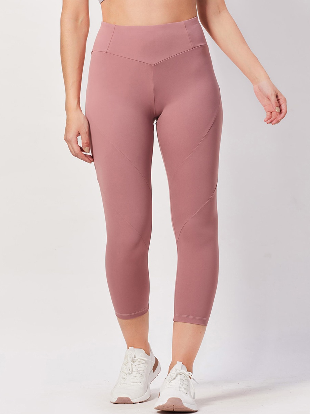 

SEEQ Women Pink Solid Crop Training Tights