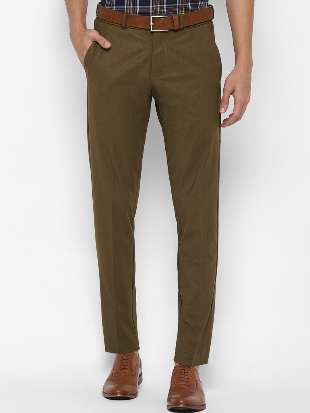 

Allen Solly Men Olive Green Slim Fit Trousers