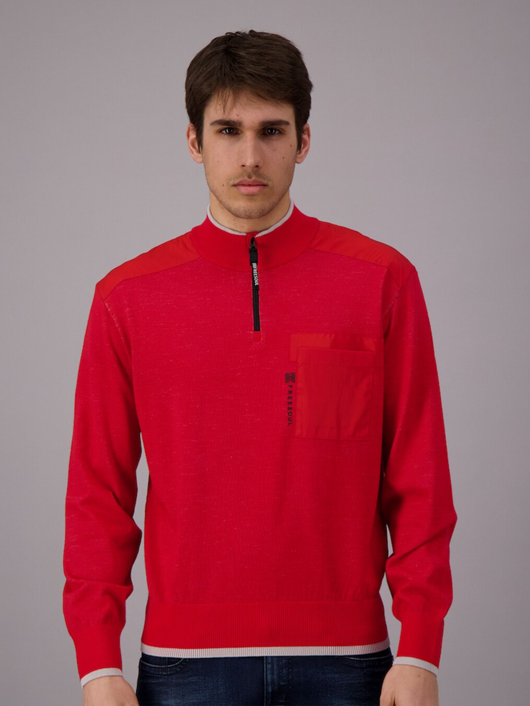 

FREESOUL Men Red Pullover