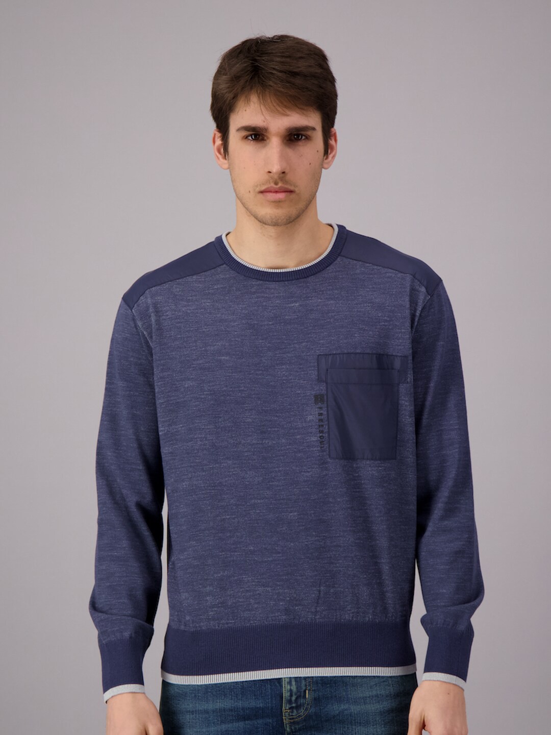 

FREESOUL Men Blue Pullover