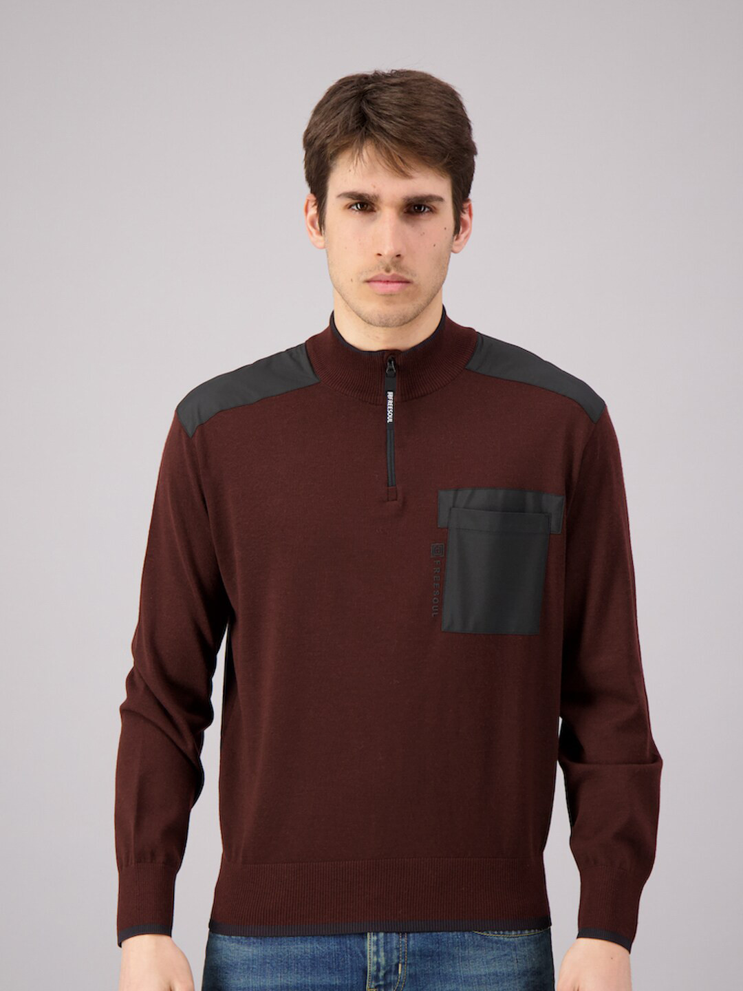 

FREESOUL Men Maroon Pullover