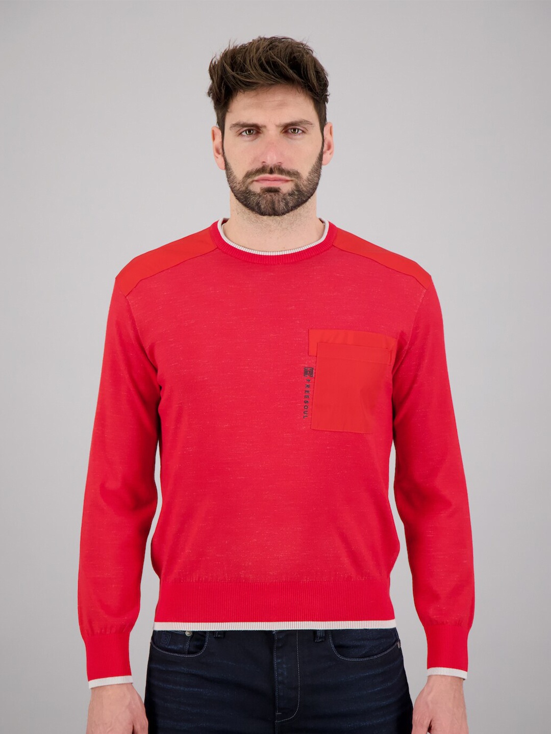

FREESOUL Men Red Pullover