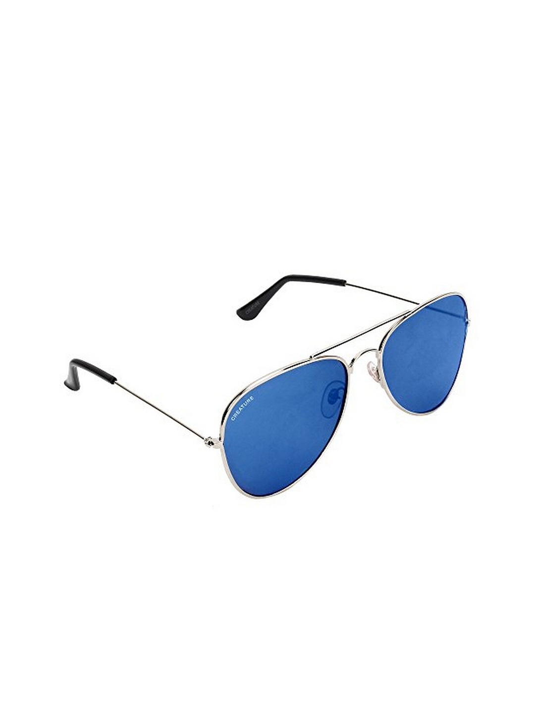 

Creature Unisex Blue Lens & Silver-Toned Aviator Sunglasses with UV Protected Lens SUN-047