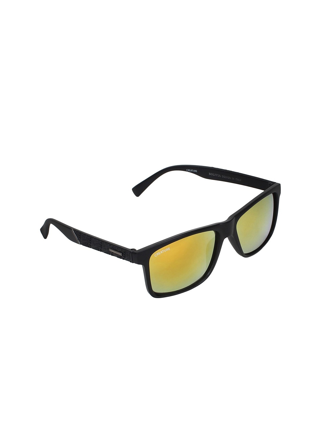 

Creature Unisex Yellow Lens & Black Rectangle Sunglasses with UV Protected Lens