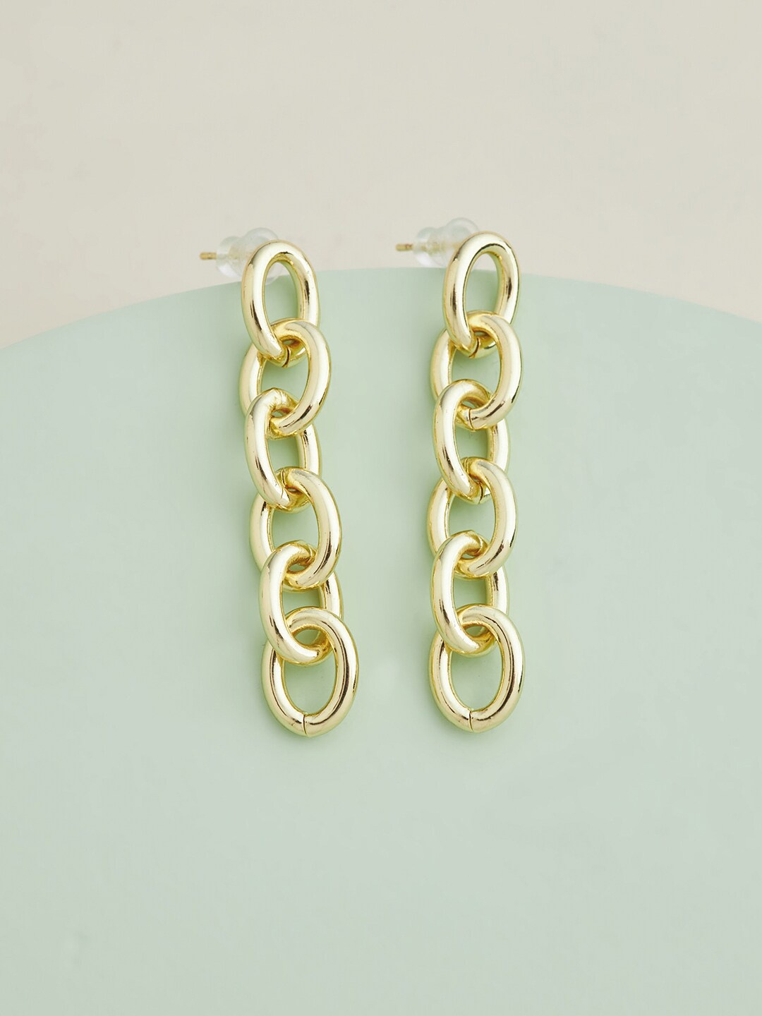 

Kushal's Fashion Jewellery Gold-Plated Circular Drop Earrings
