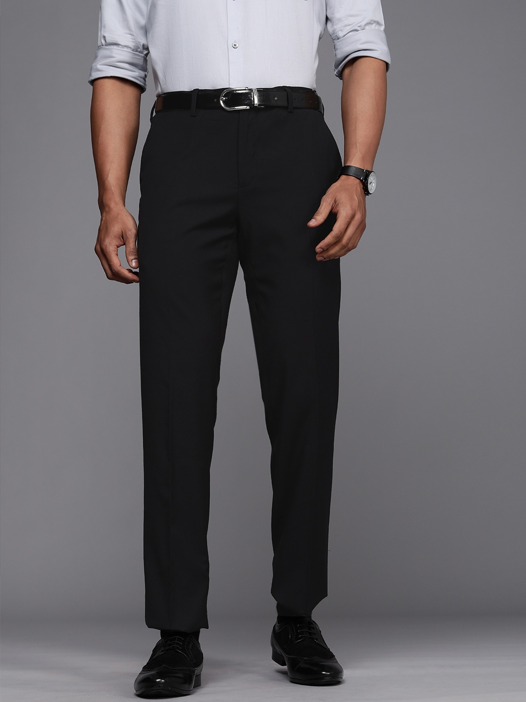 

Peter England Elite Men Black Slim Fit Formal Trousers