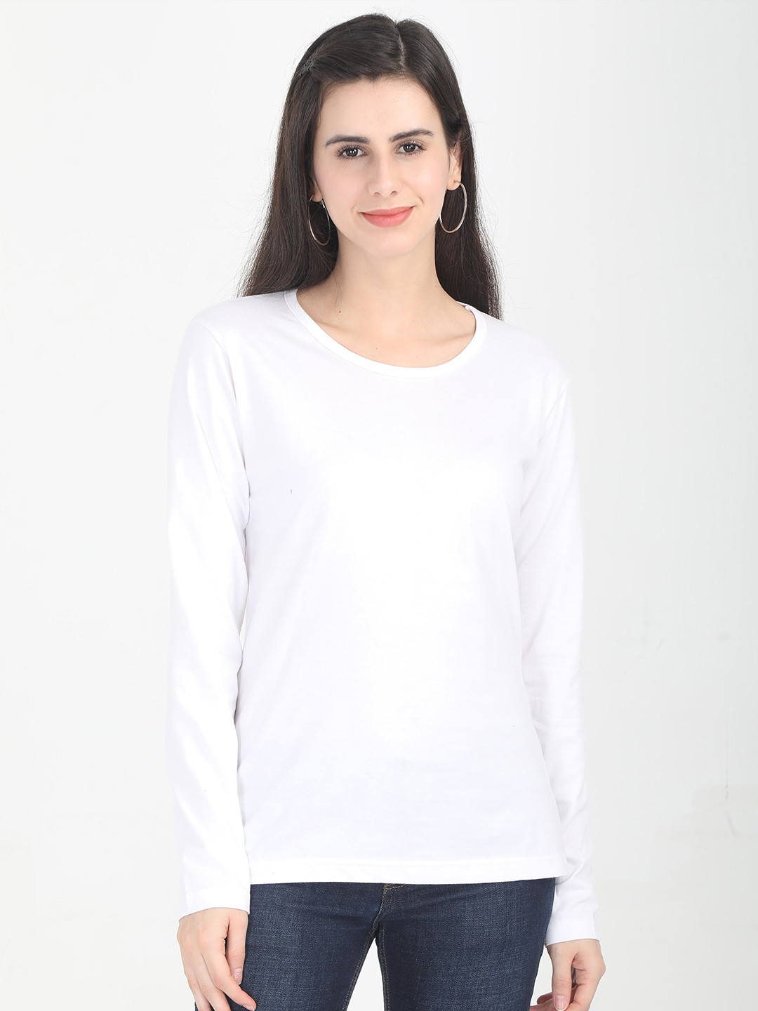 

Fleximaa Women White Extended Sleeves T-shirt