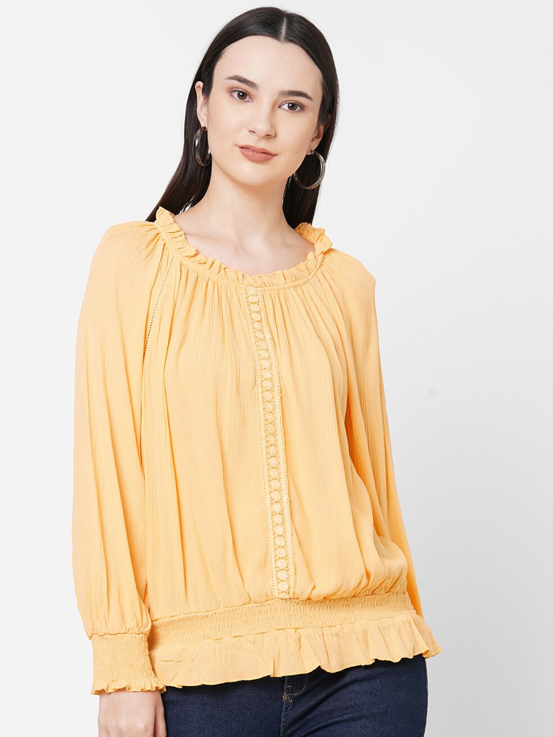 

109F Yellow Blouson Top