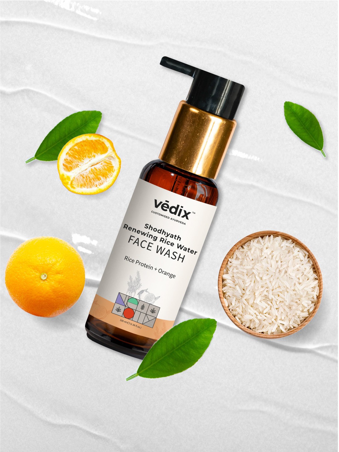 

VEDIX Shodhyath Renewing Rice Water Customized Face Wash with Orange Extracts 100 ml, Off white