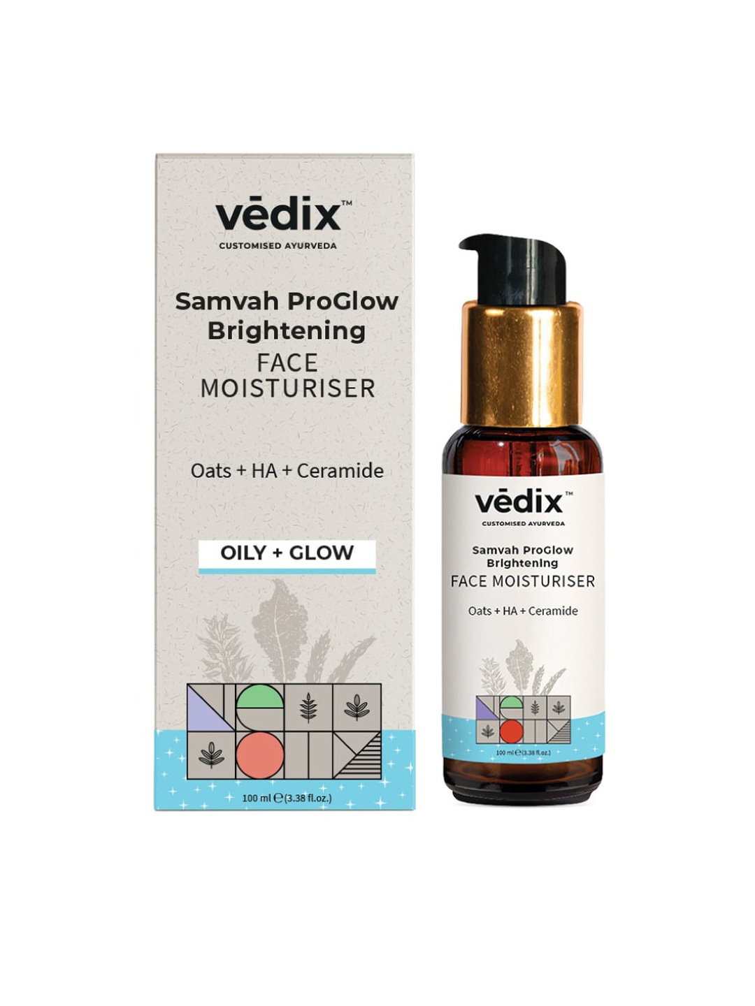 

VEDIX Samvah ProGlow Brightening Customised Ayurvedic Amla Face Moisturiser 100 ml, Off white