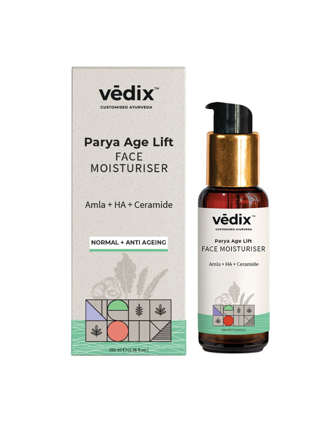 

VEDIX Parya Age Lift Customised Amla Face Moisturiser with Hyaluronic Acid 100 ml, Off white