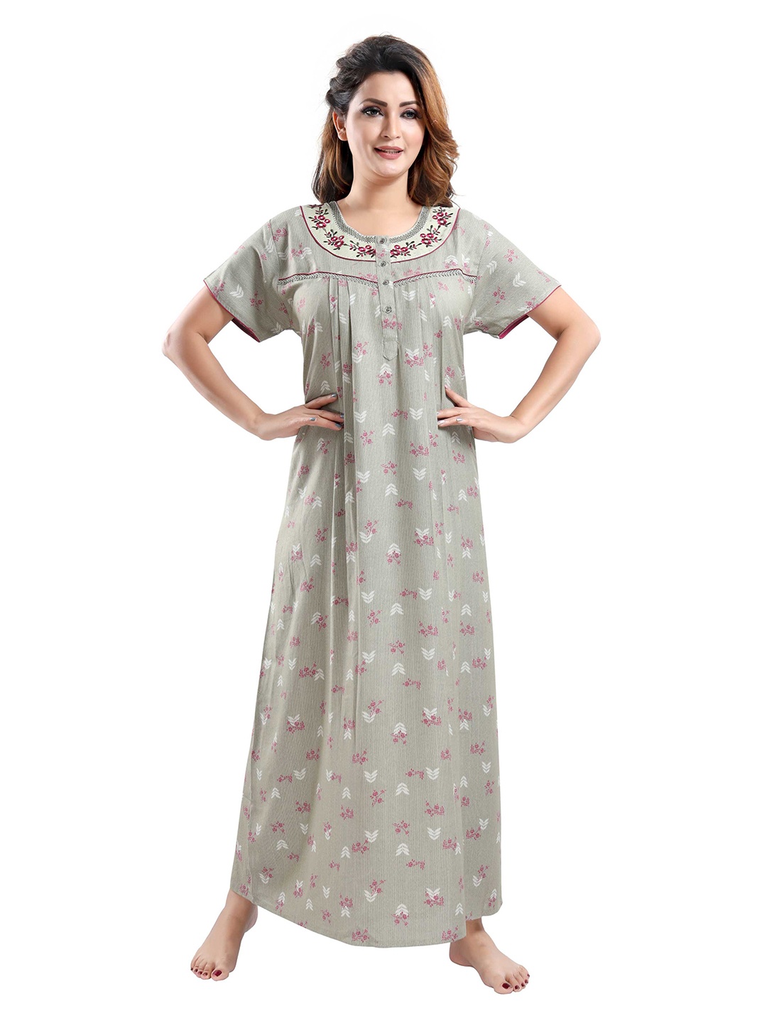 

9shines Label Green Printed Maxi Nightdress
