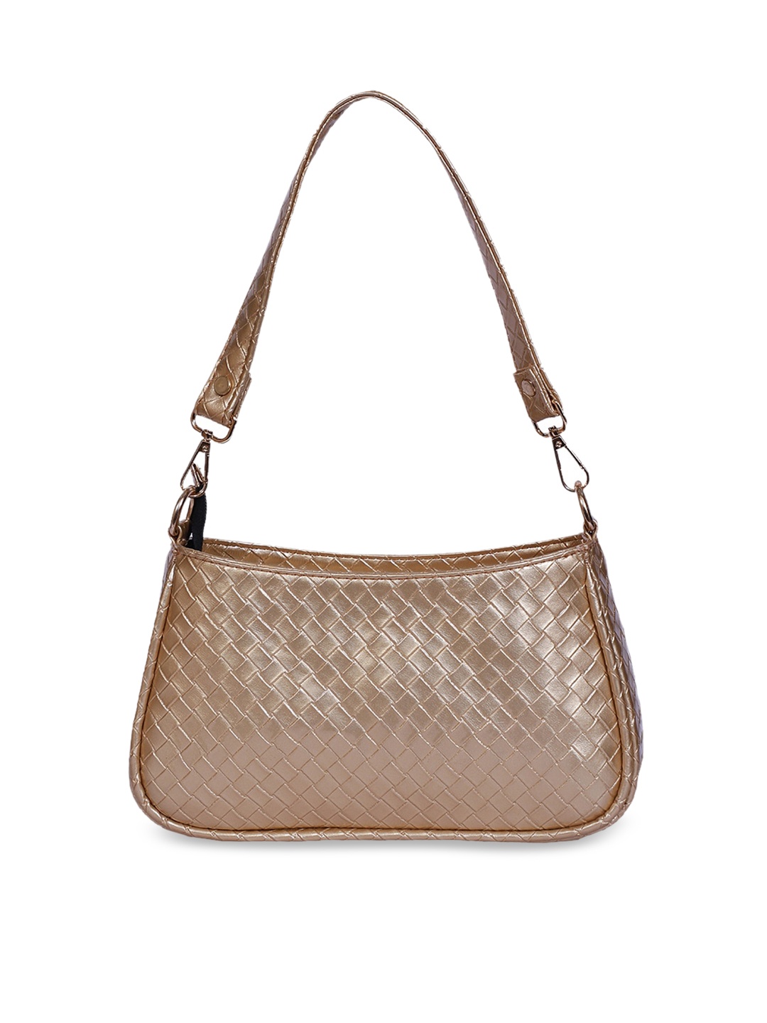 

FABBHUE Gold-Toned Structured Shoulder Bag with Quilted