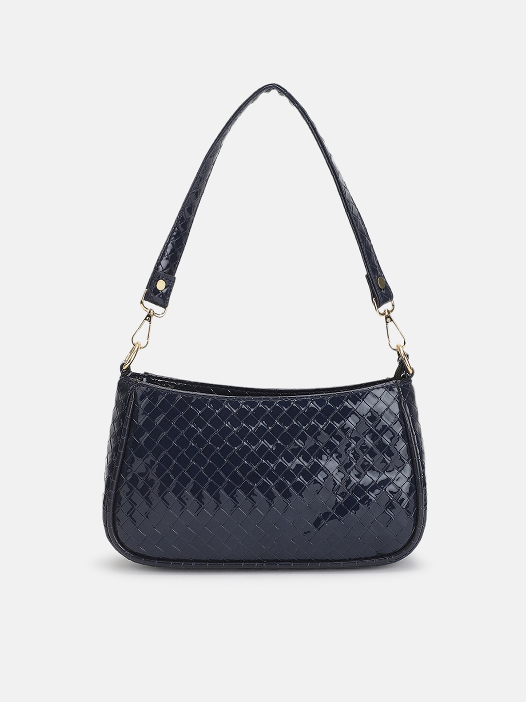 

FABBHUE Blue Textured PU Structured Sling Bag With Quilted