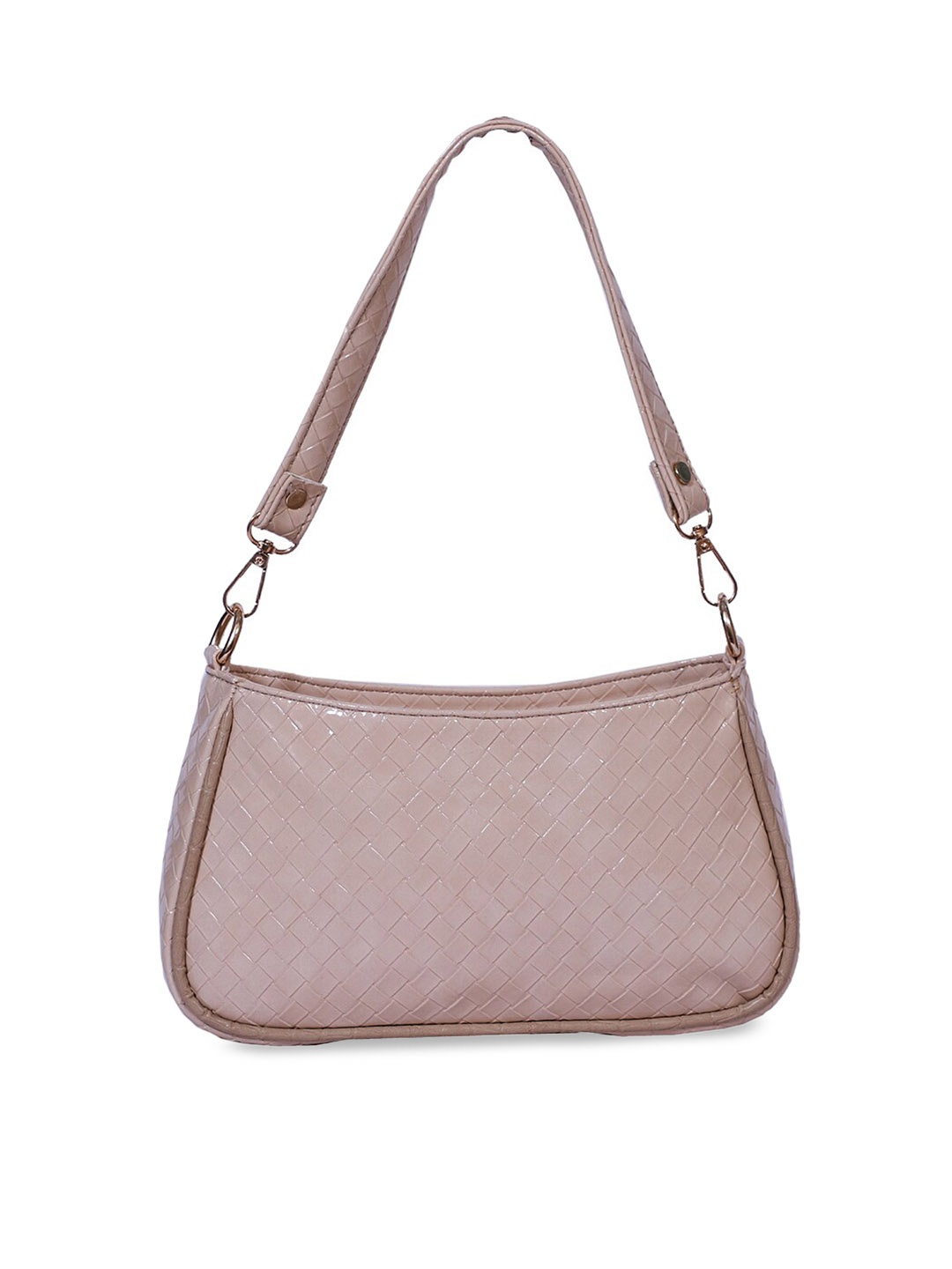 

FABBHUE Peach-Coloured Textured Hobo Bag