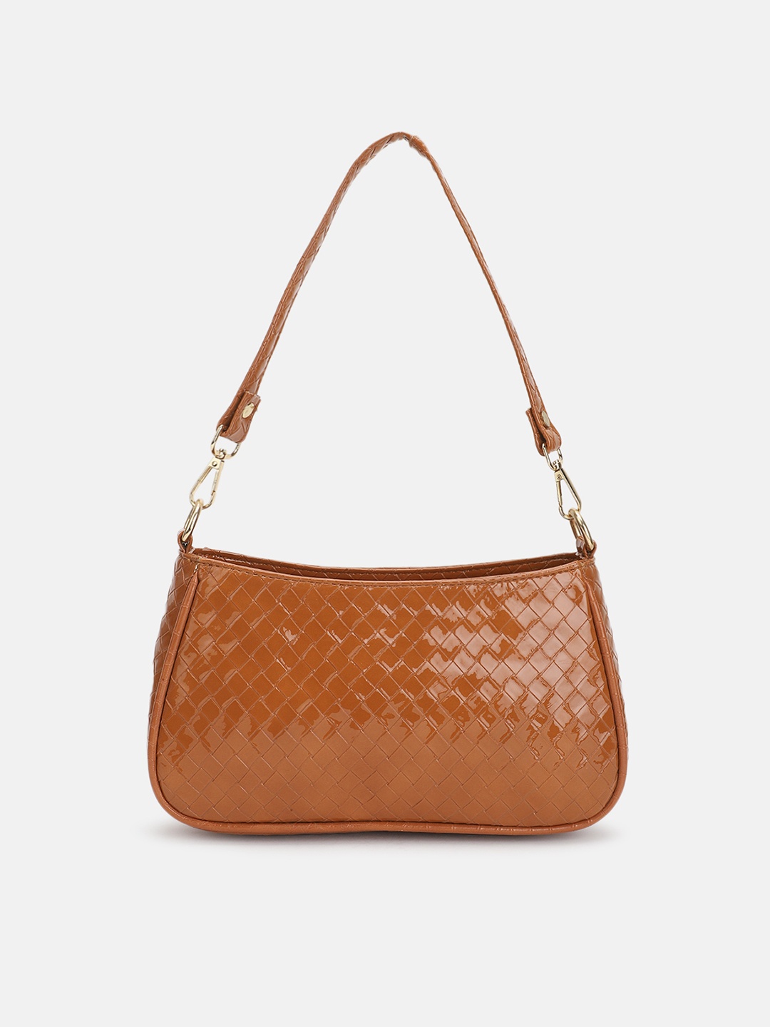 

FABBHUE Tan Brown Textured PU Structured Shoulder Bag