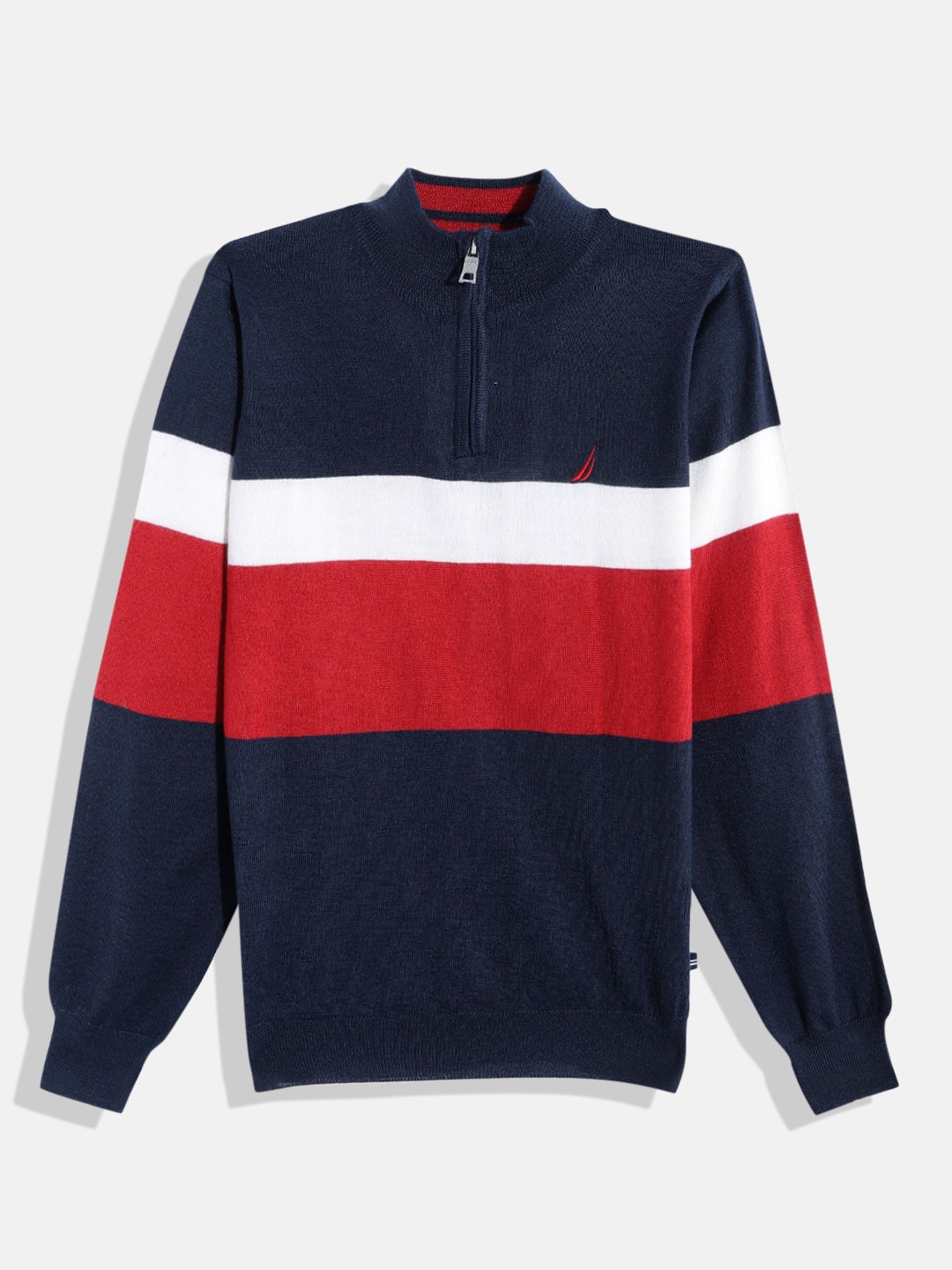 

Nautica Boys Navy Blue & Red Striped Acrylic Pullover