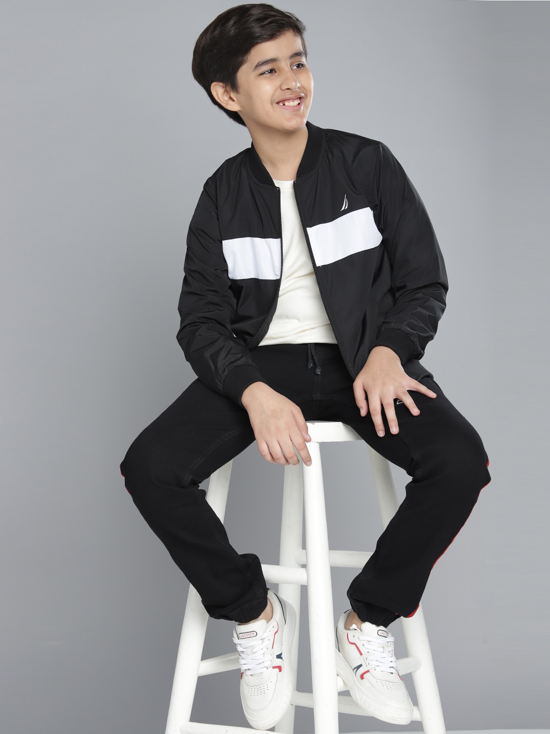 

Nautica Boys Black White Colourblocked Bomber Jacket