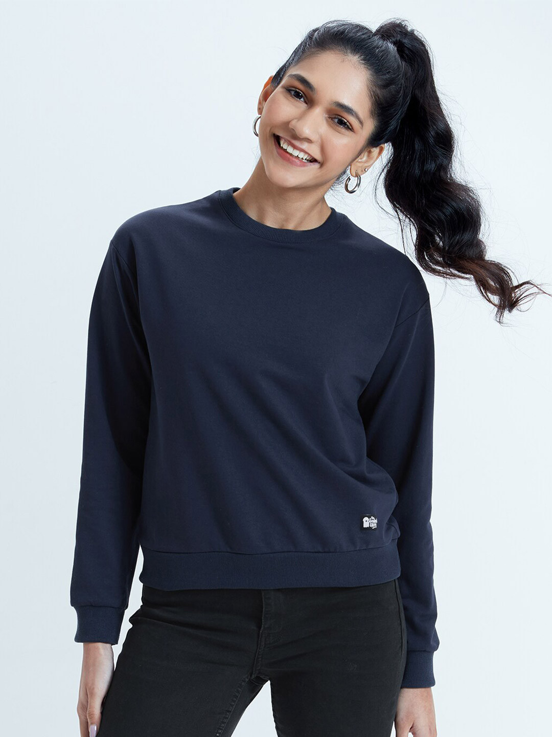 

The Souled Store Women Blue Cotton Sweatshirt