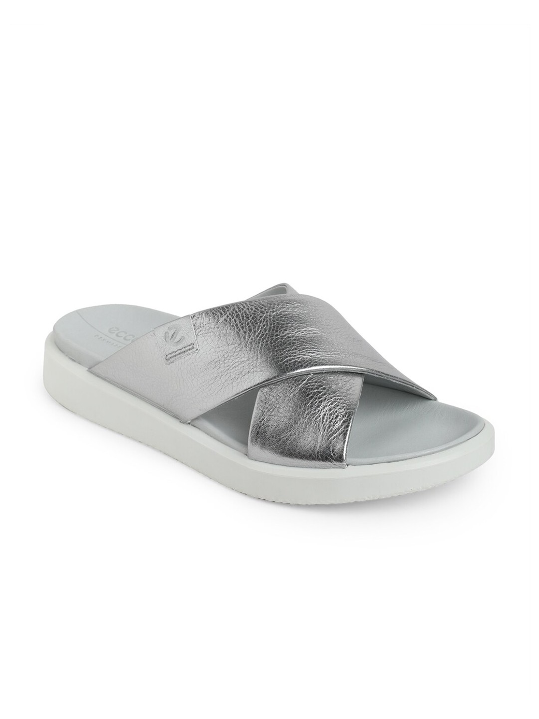 

ECCO Silver-Toned Leather Open-Toe Flats