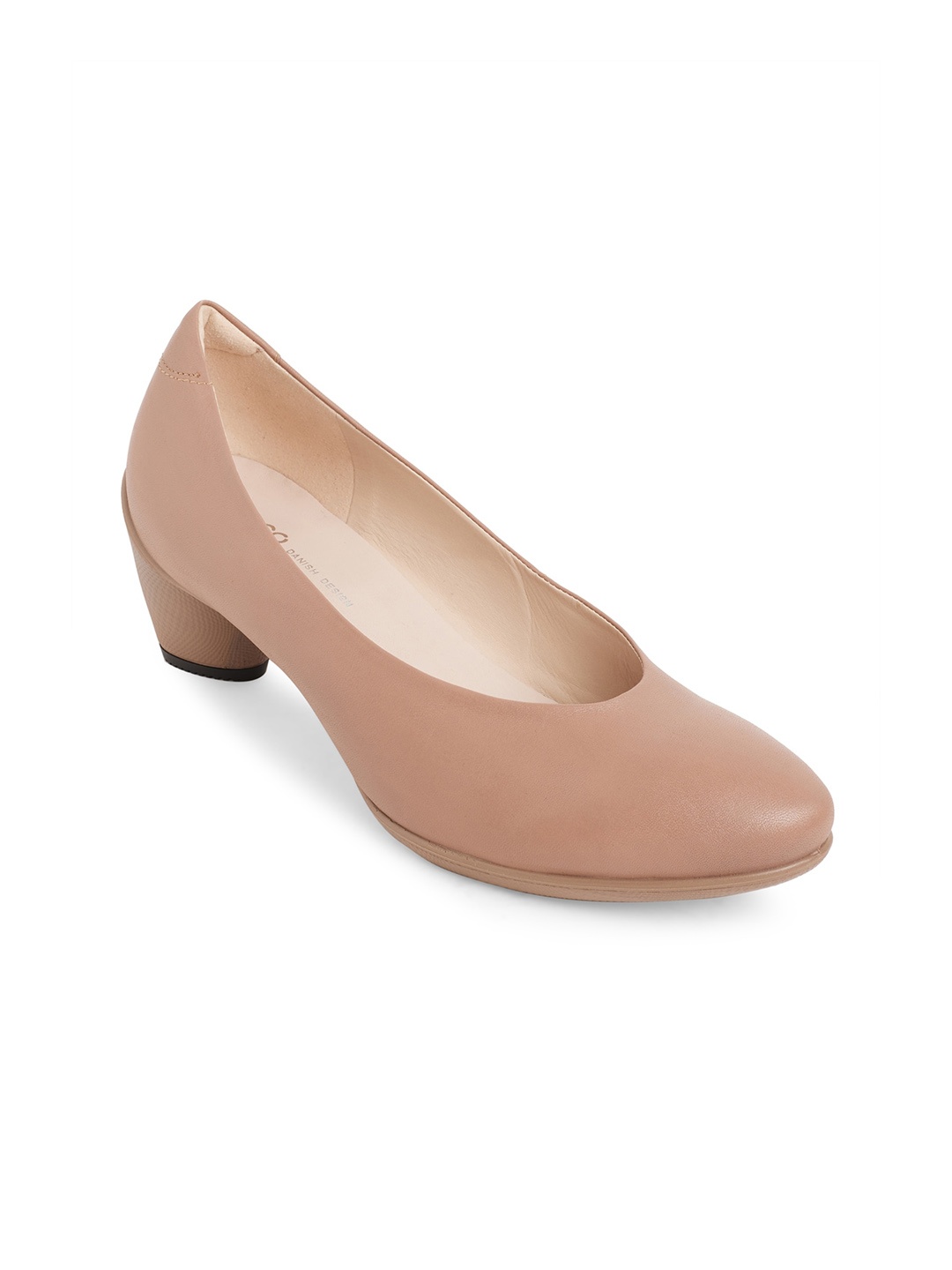 

ECCO Beige Leather Seasonal Collection Block Pumps, Nude